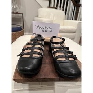 Baretraps Black Strappy Mary Jane Flats Comfort Shoes Women’s Size 7